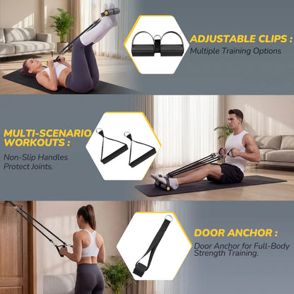 Pedal Resistance Bands with Handles Addwin L10 Multifunctional Full-Body Workout Kit for Home Fitness, Portable Exercise Bands with Handles & Ankle Straps,Adjustable Resistance,Exercise Sit-Ups, Yoga, Abdominal Training