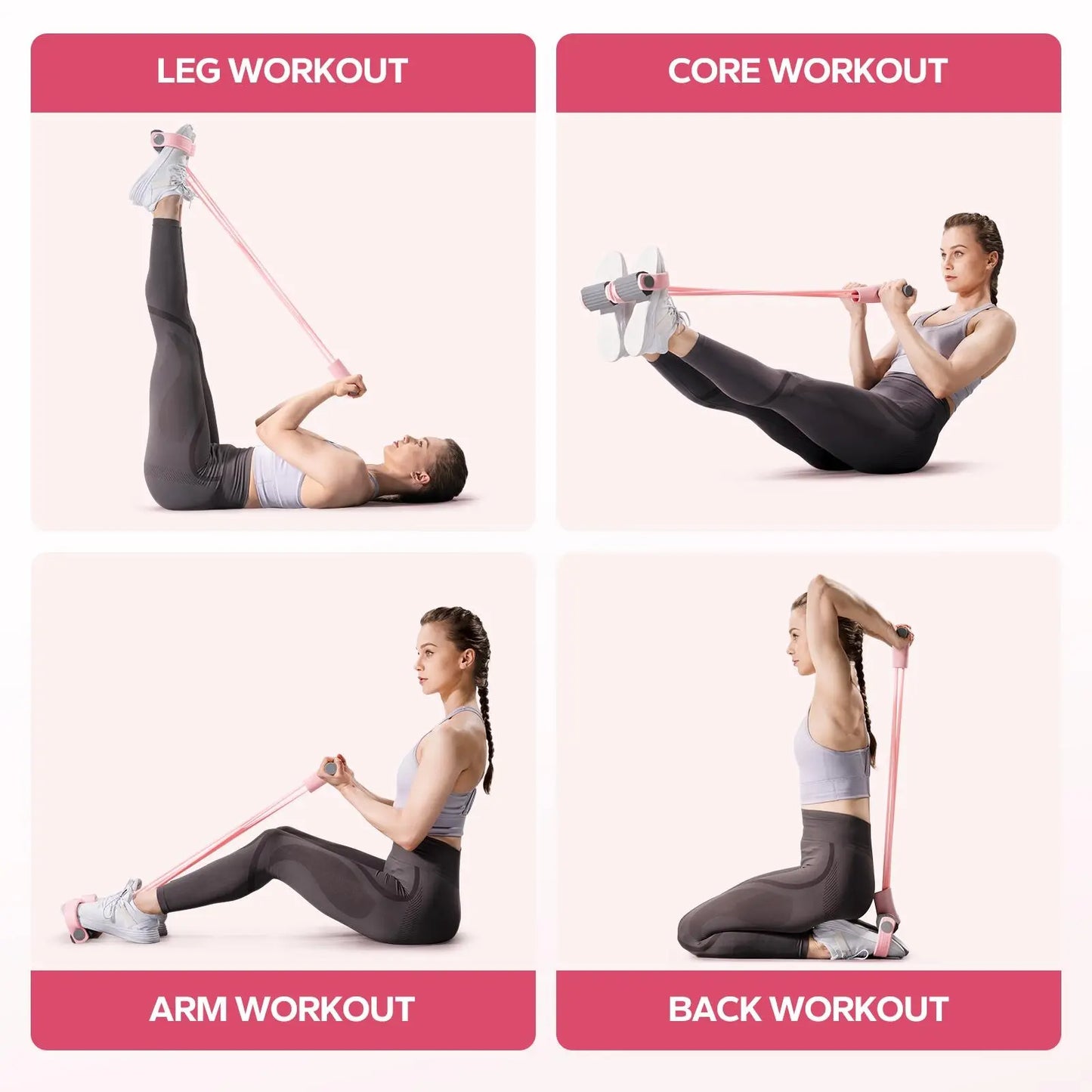 Merach Multifunction Pedal Resistance Band, Elastic Pull Rope Fitness, Full-Body Workout at Home Gym, Exercise Sit-Up, Yoga, Abdominal Training Summervibes