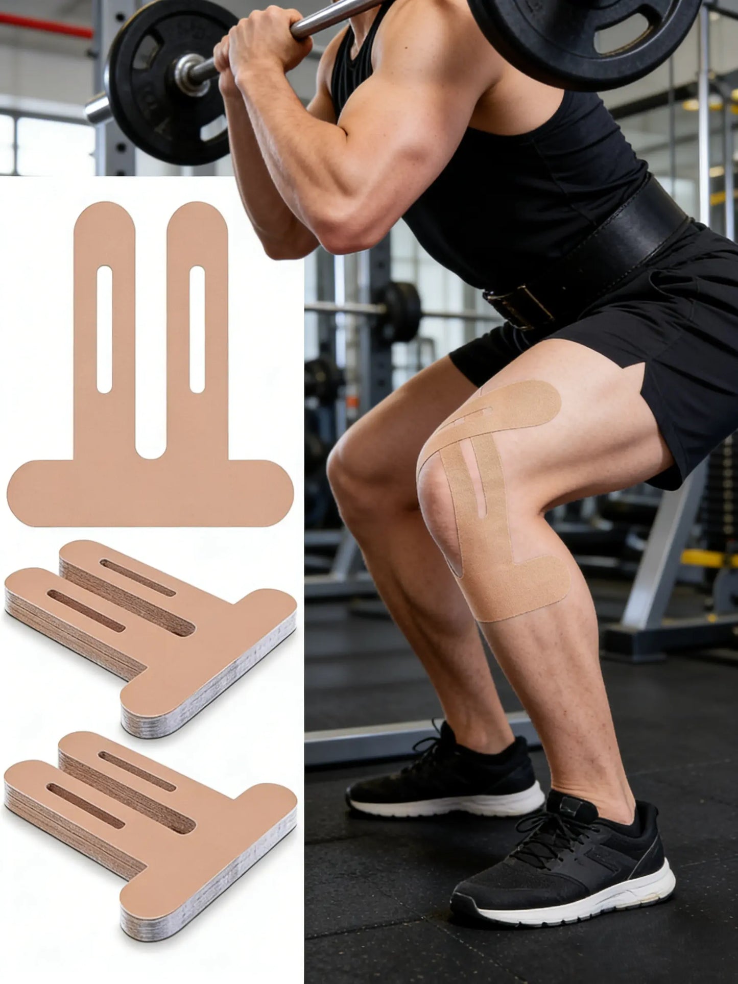Precut Kinesiology Tape for Knees, 20 Pcs Sport Tape- Knee Support & Stability, Knee Pain Relief Athletic Tape - Waterproof & Elastic, Breathable Hypoallergenic Latex-Free Tape Professional Cotton Knee Tape