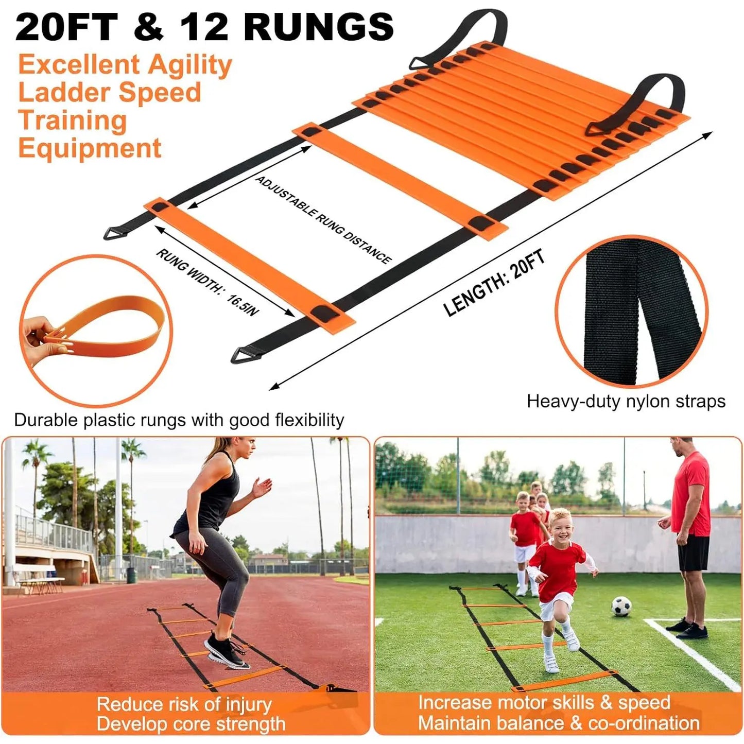 Soccer Goals for Backyard, 2 of 6 X 4 Ft Soccer Goal Set Soccer Net with 10 Soccer Cones, Agility Ladder & Carry Bag, Portable Soccer Equipment.