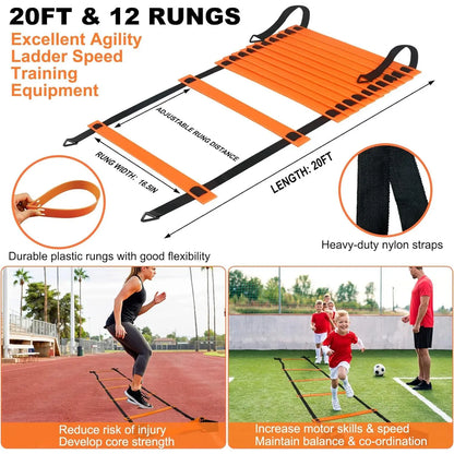 Soccer Goals for Backyard, 2 of 6 X 4 Ft Soccer Goal Set Soccer Net with 10 Soccer Cones, Agility Ladder & Carry Bag, Portable Soccer Equipment.