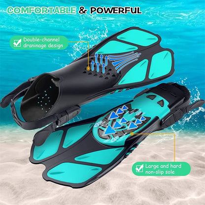 Adjustable Snorkel Fins for Adults and Teens Soft Silicone Diving Fins Comfortable Breathable Swim Fins for Snorkeling Diving