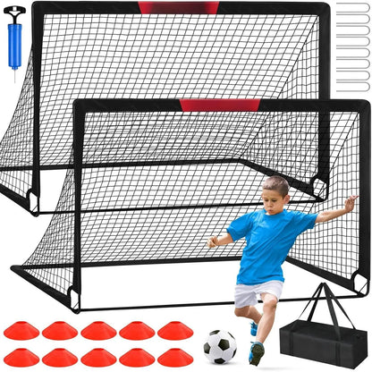 Soccer Goal, 2 of 6'X4' Soccer Goals for Backyard Set, Portable Pop up Soccer Net, Practice Soccer Equipment with Ball, Cones for ,Youth Outdoor Yard Play