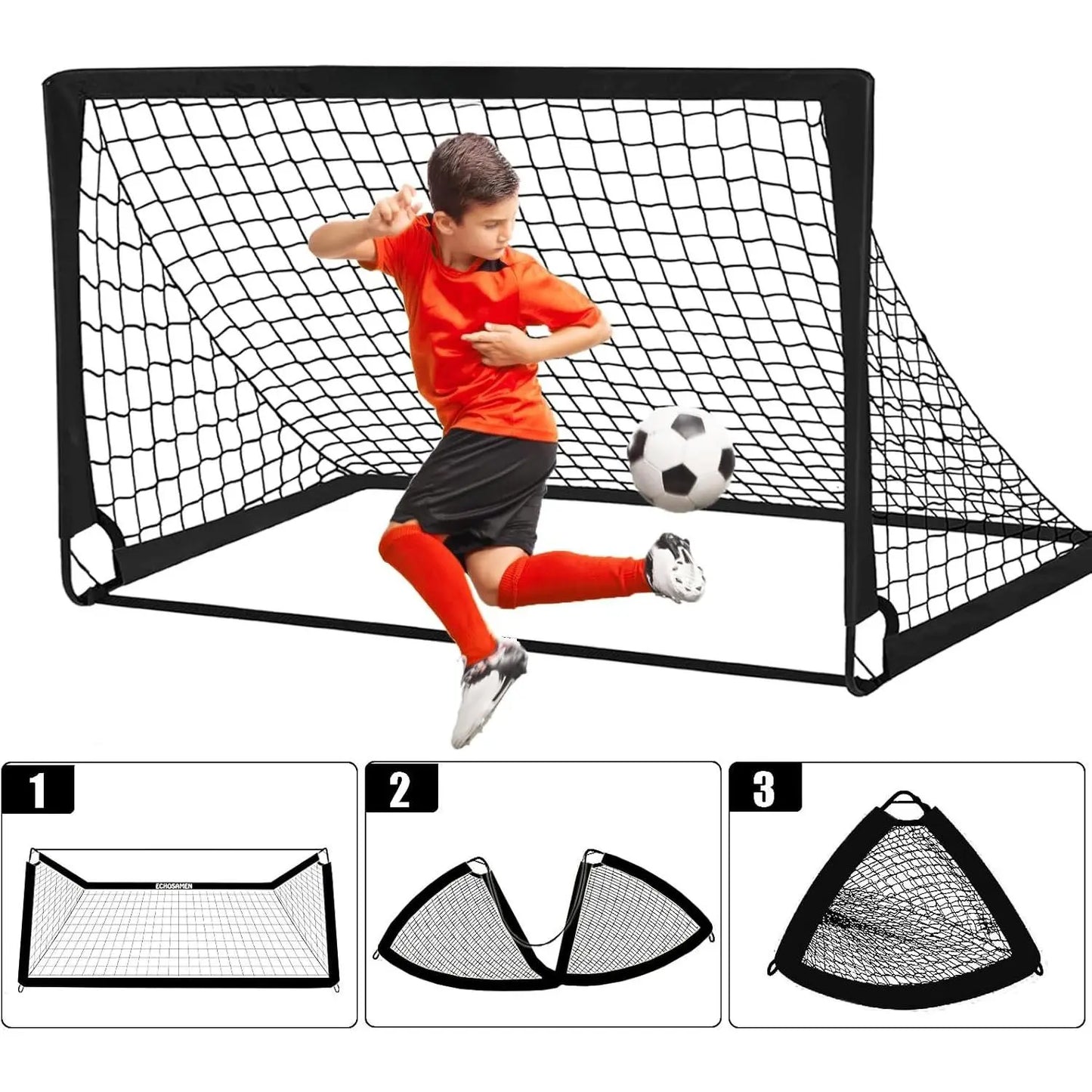 Soccer Goals for Backyard, 2 of 6 X 4 Ft Soccer Goal Set Soccer Net with 10 Soccer Cones, Agility Ladder & Carry Bag, Portable Soccer Equipment.