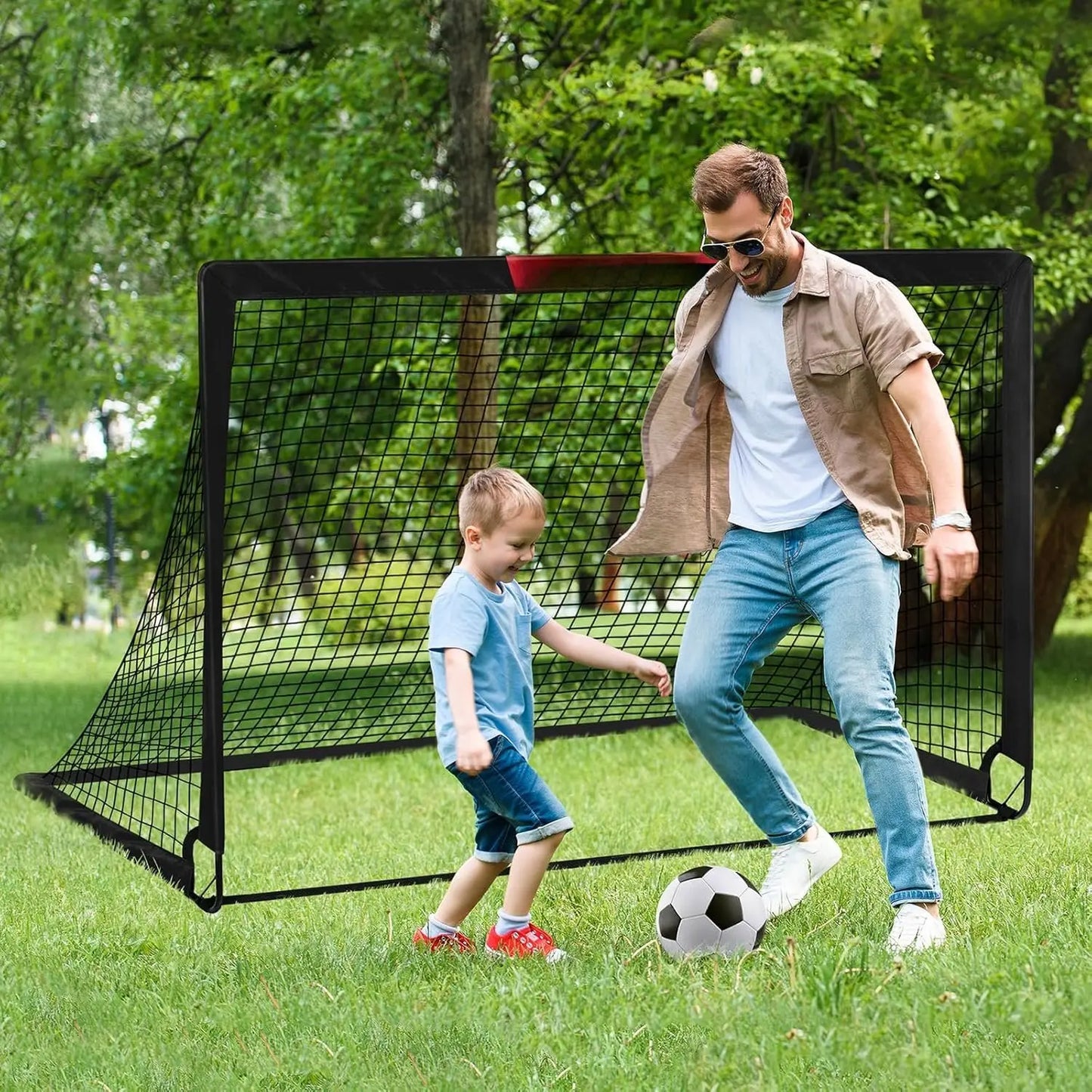 Soccer Goal, 2 of 6'X4' Soccer Goals for Backyard Set, Portable Pop up Soccer Net, Practice Soccer Equipment with Ball, Cones for ,Youth Outdoor Yard Play