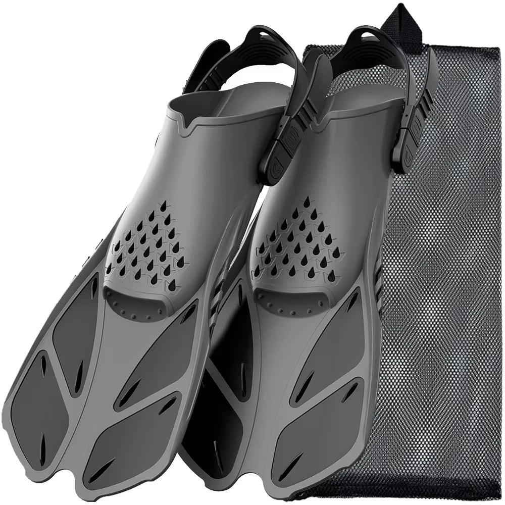 Adjustable Snorkel Fins for Adults and Teens Soft Silicone Diving Fins Comfortable Breathable Swim Fins for Snorkeling Diving
