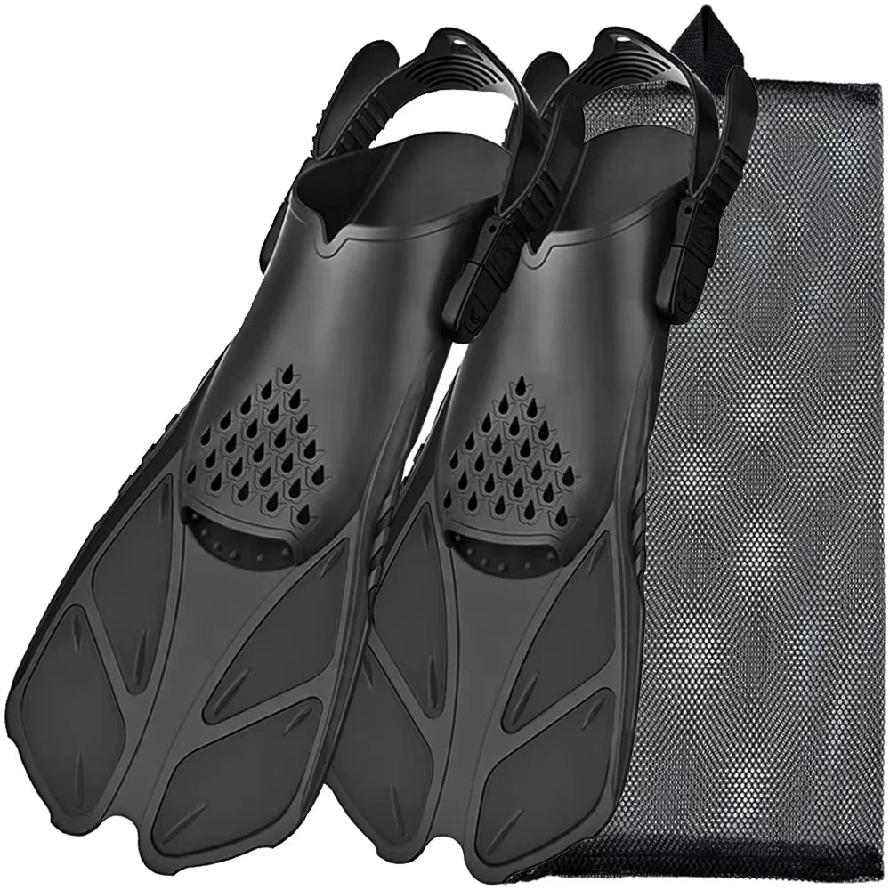 Adjustable Snorkel Fins for Adults and Teens Soft Silicone Diving Fins Comfortable Breathable Swim Fins for Snorkeling Diving