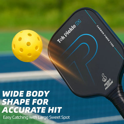 Tok Pickle T300 Carbon Fiber Pickleball Paddle Set - Includes 2 Wide Body Paddles with Large Sweet Spot, 4 Balls, and Carry Bag for Beginners and Family Players