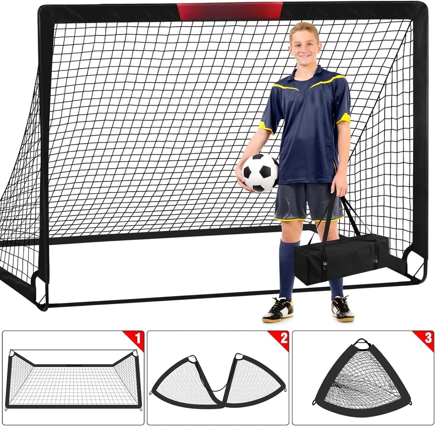 Soccer Goal, 2 of 6'X4' Soccer Goals for Backyard Set, Portable Pop up Soccer Net, Practice Soccer Equipment with Ball, Cones for ,Youth Outdoor Yard Play