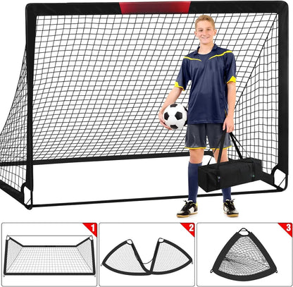 Soccer Goal, 2 of 6'X4' Soccer Goals for Backyard Set, Portable Pop up Soccer Net, Practice Soccer Equipment with Ball, Cones for ,Youth Outdoor Yard Play