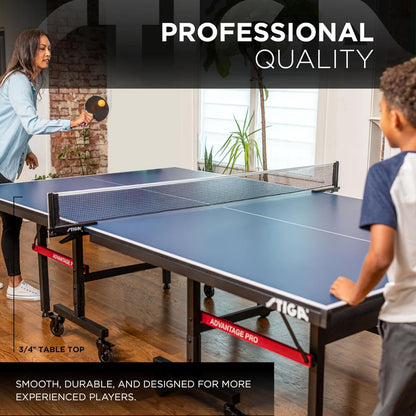 STIGA Advantage Series Indoor Ping Pong Table, Foldable Table Tennis Table - 12, 15, 18, and 25Mm Tabletops - Quickplay 10 Minute Assembly - Playback Mode - Recreational- to Tournament-Level