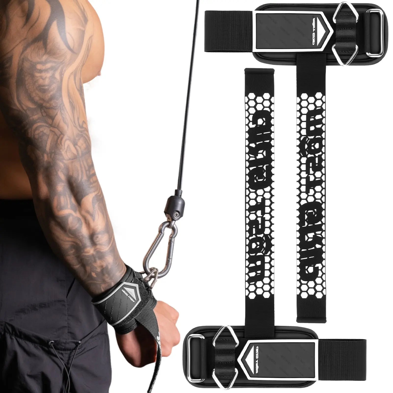 D-Ring Lifting Straps for Deadlift, Weightlifting Wrist Support Grips, 2-In-1 Straps with Metal D-Ring, Gym Bodybuilding Accessories