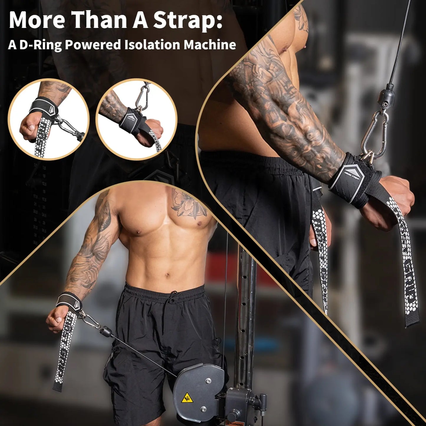 D-Ring Lifting Straps for Deadlift, Weightlifting Wrist Support Grips, 2-In-1 Straps with Metal D-Ring, Gym Bodybuilding Accessories