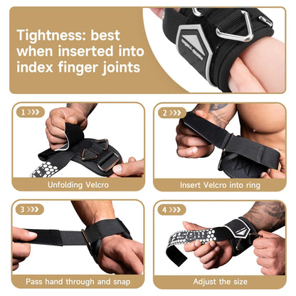 D-Ring Lifting Straps for Deadlift, Weightlifting Wrist Support Grips, 2-In-1 Straps with Metal D-Ring, Gym Bodybuilding Accessories