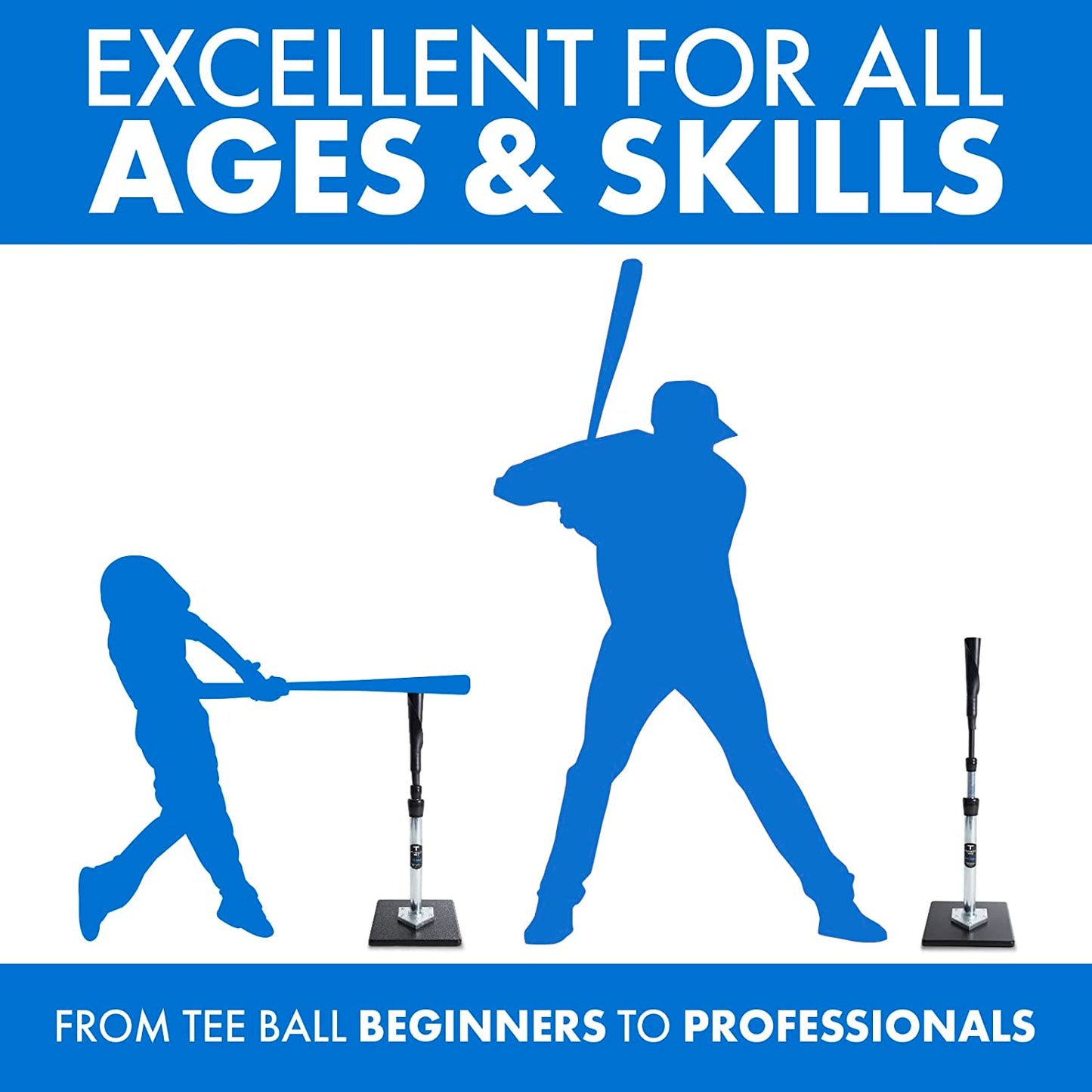 Tee the Original Batting Tee – Adjustable Pro Hitting Tee for Baseball & Softball, Steel Shaft, Composite Base, Hand-Rolled Rubber Top, 26"-43" Height